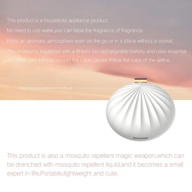 Aroma On-The-Go: Mini Shell Car Diffuser with USB Charging Port
