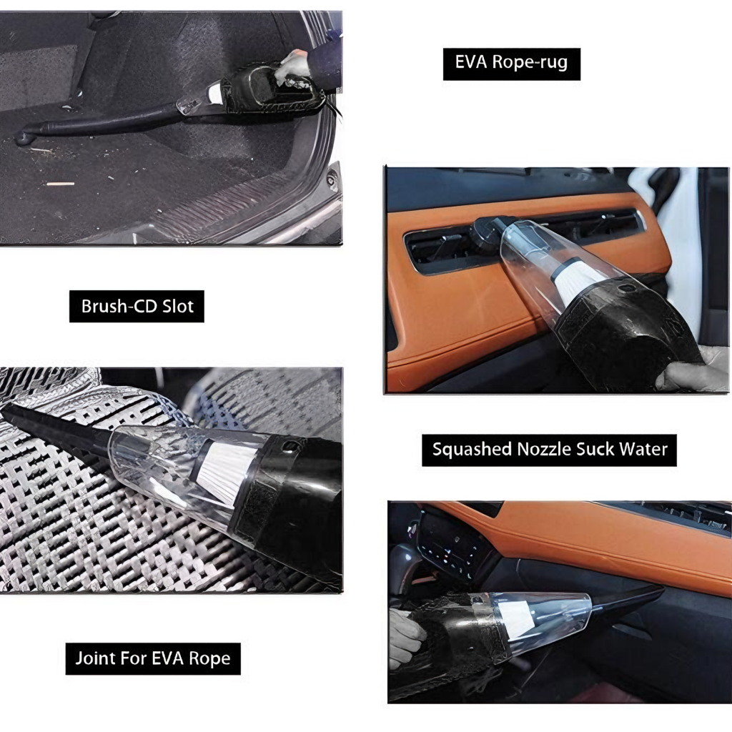 Wet/Dry Car Vacuum - Handheld Cleaner for Liquids & Dry Debris