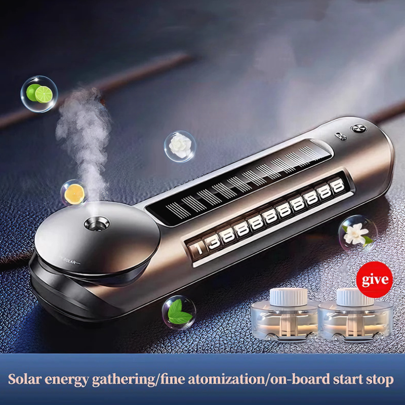 Solar-Powered Car Air Freshener - Automatic Spray with LED Light