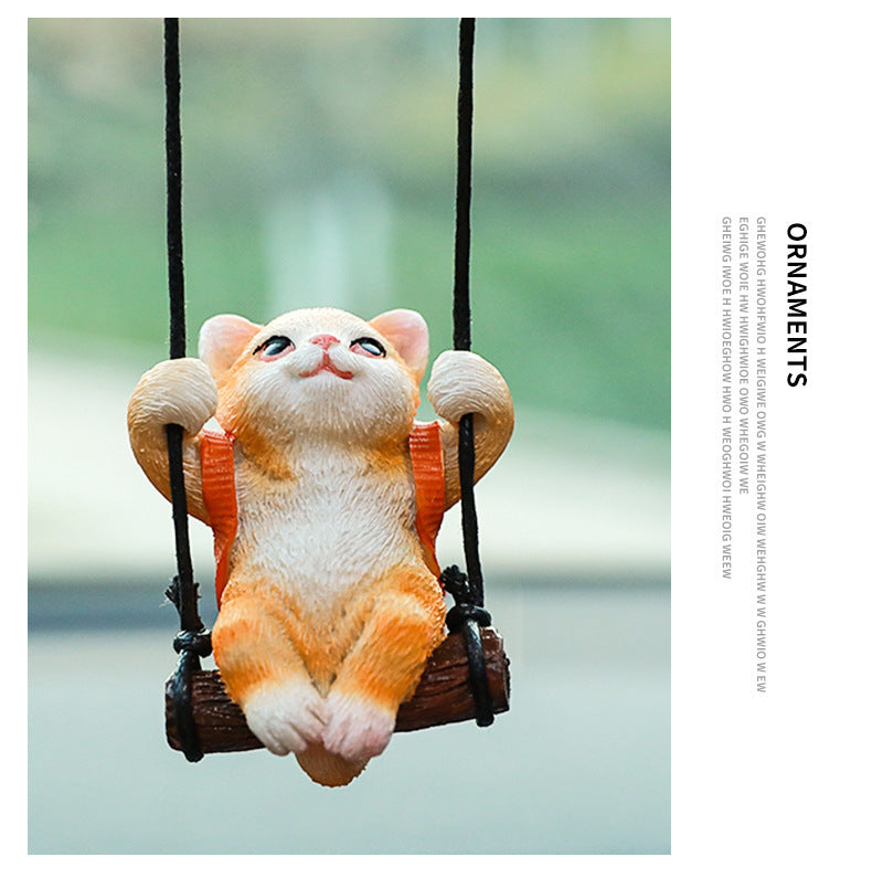 Cat Rearview Mirror Pendant - Small Kitten Ornament for Car Interior