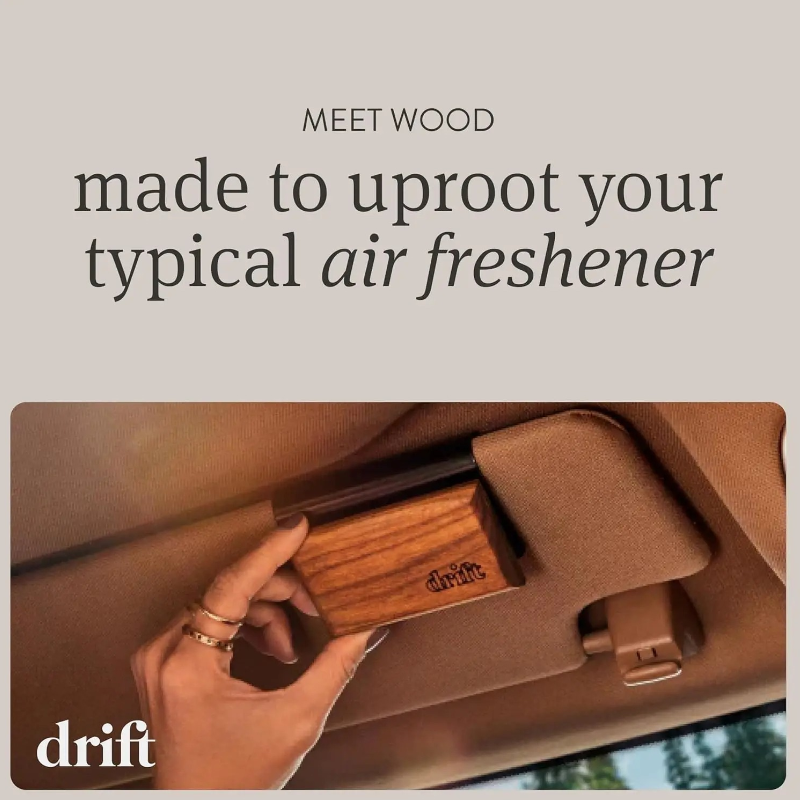 Drift Wooden Car Air Freshener - Amber Scent | Natural Wood Fragrance