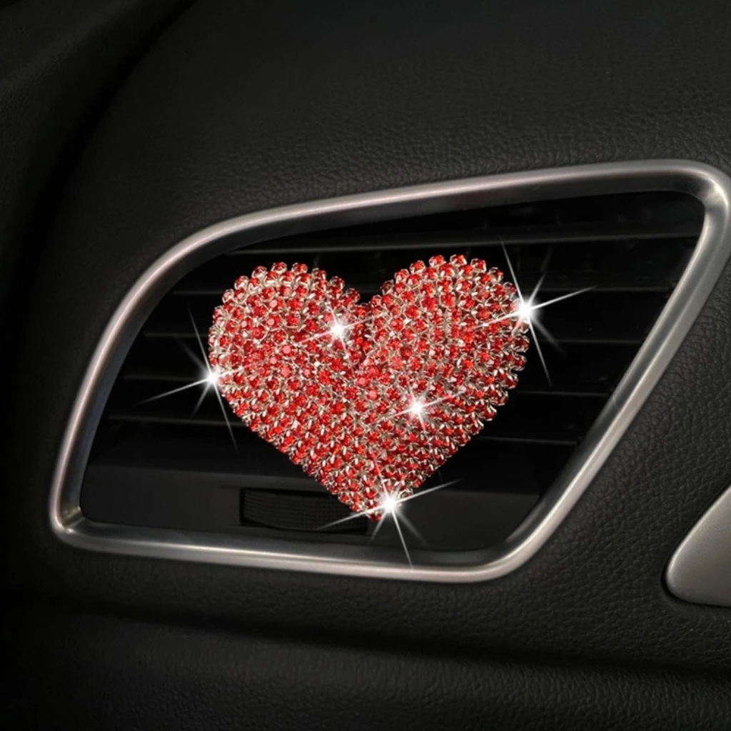 Crystal Heart Car Vent Clip - Rhinestone Aromatherapy Air Freshener