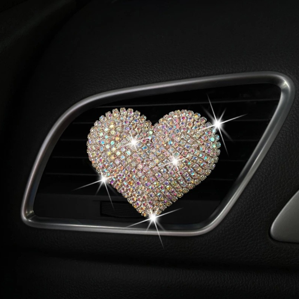 Crystal Heart Car Vent Clip - Rhinestone Aromatherapy Air Freshener