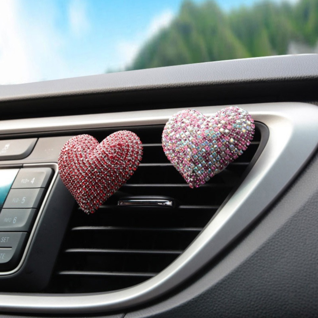 Crystal Heart Car Vent Clip - Rhinestone Aromatherapy Air Freshener