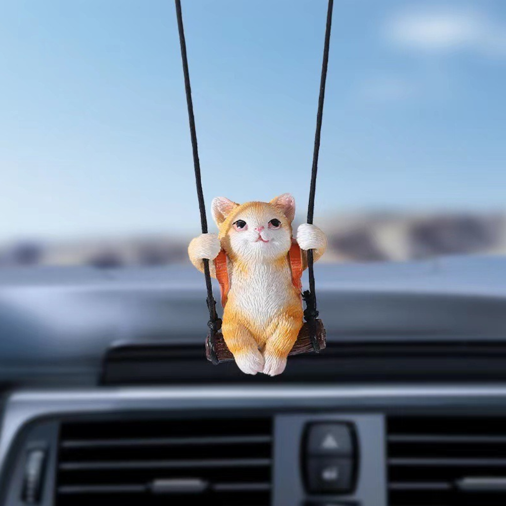 Cute Cat Rearview Mirror Pendant - Kitten Car Ornament