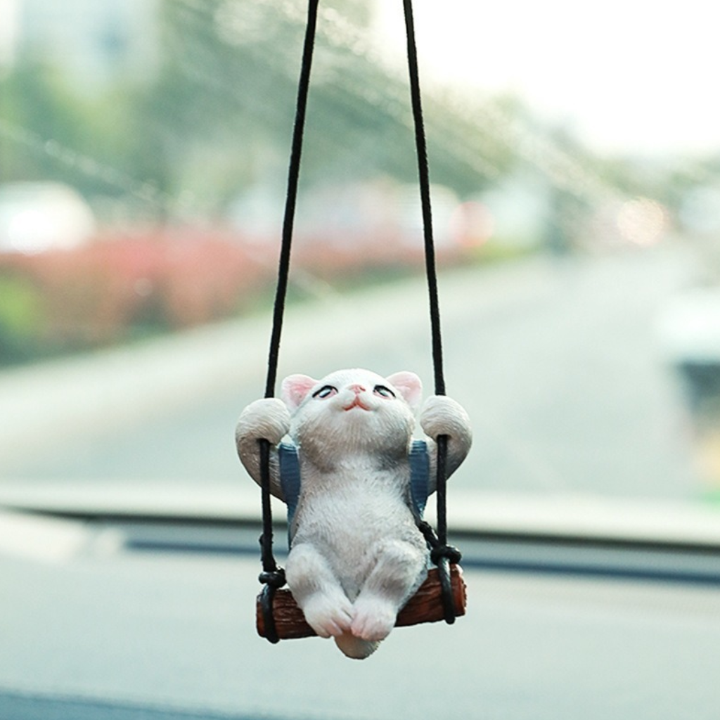 Cute Cat Rearview Mirror Pendant - Kitten Car Ornament