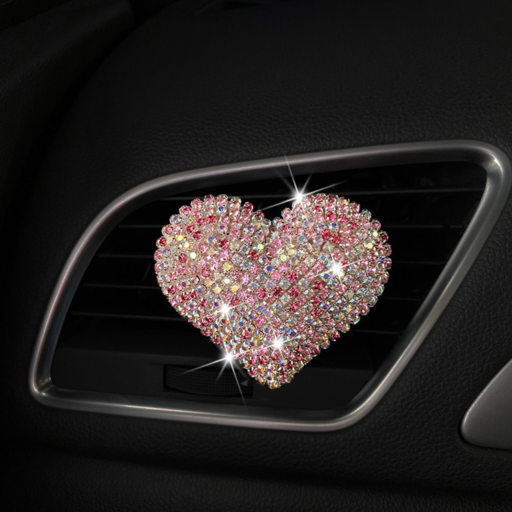 Crystal Heart Car Vent Clip - Rhinestone Aromatherapy Air Freshener