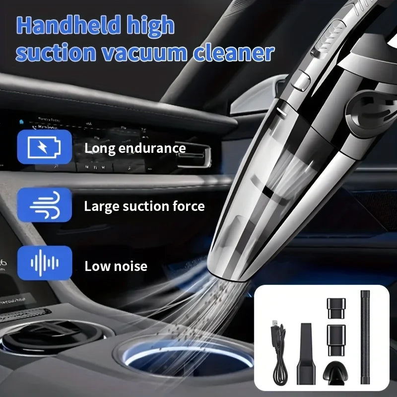 Cordless Car Vacuum Cleaner - Portable Handheld with Aluminum Suction Port