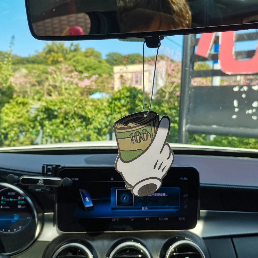 Dollar Bill Car Air Freshener - Lemon Scent Rearview Mirror Pendant