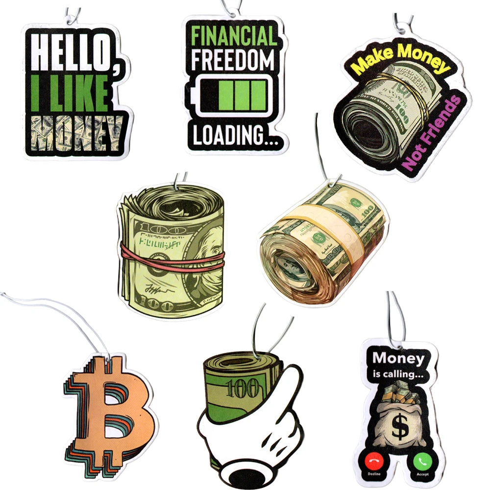 Dollar Bill Car Air Freshener - Lemon Scent Rearview Mirror Pendant