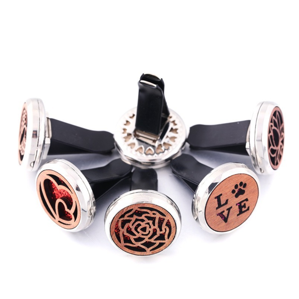 Wooden Hollow Car Air Freshener Clip - Aromatherapy Vent Diffuser