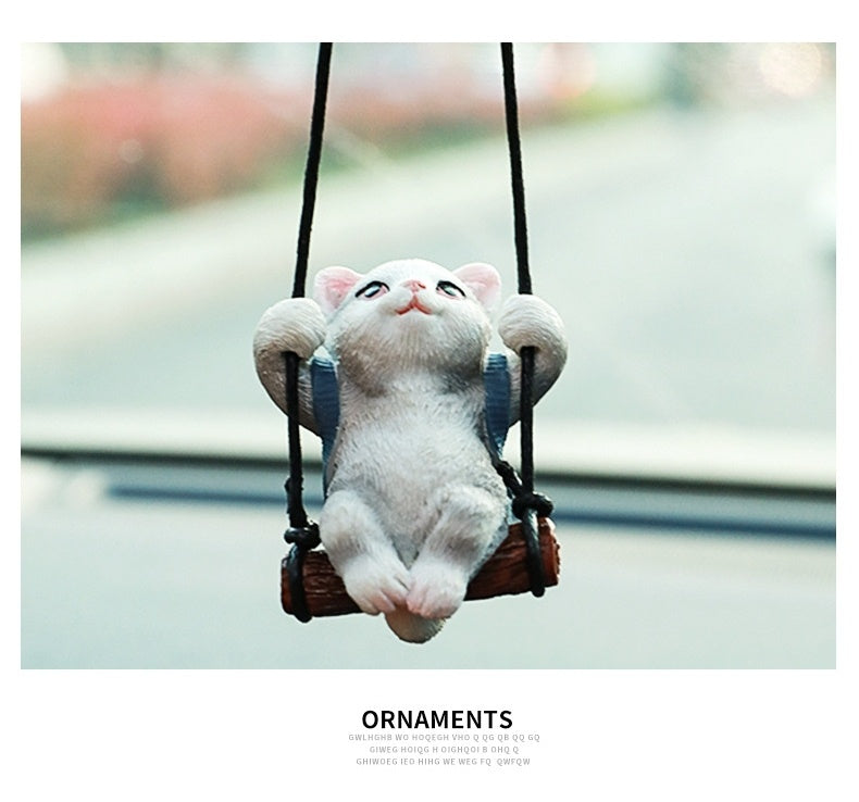Cat Rearview Mirror Pendant - Small Kitten Ornament for Car Interior