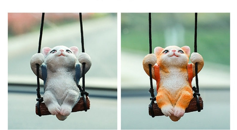 Cat Rearview Mirror Pendant - Small Kitten Ornament for Car Interior