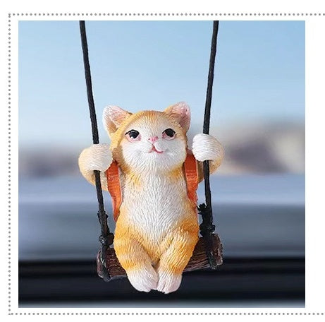 Cat Rearview Mirror Pendant - Small Kitten Ornament for Car Interior