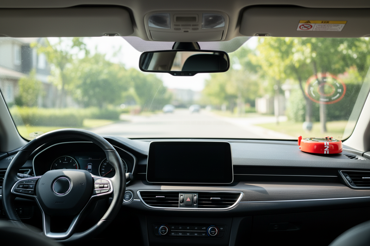 Solar-Powered Car Air Freshener - Center Rear View